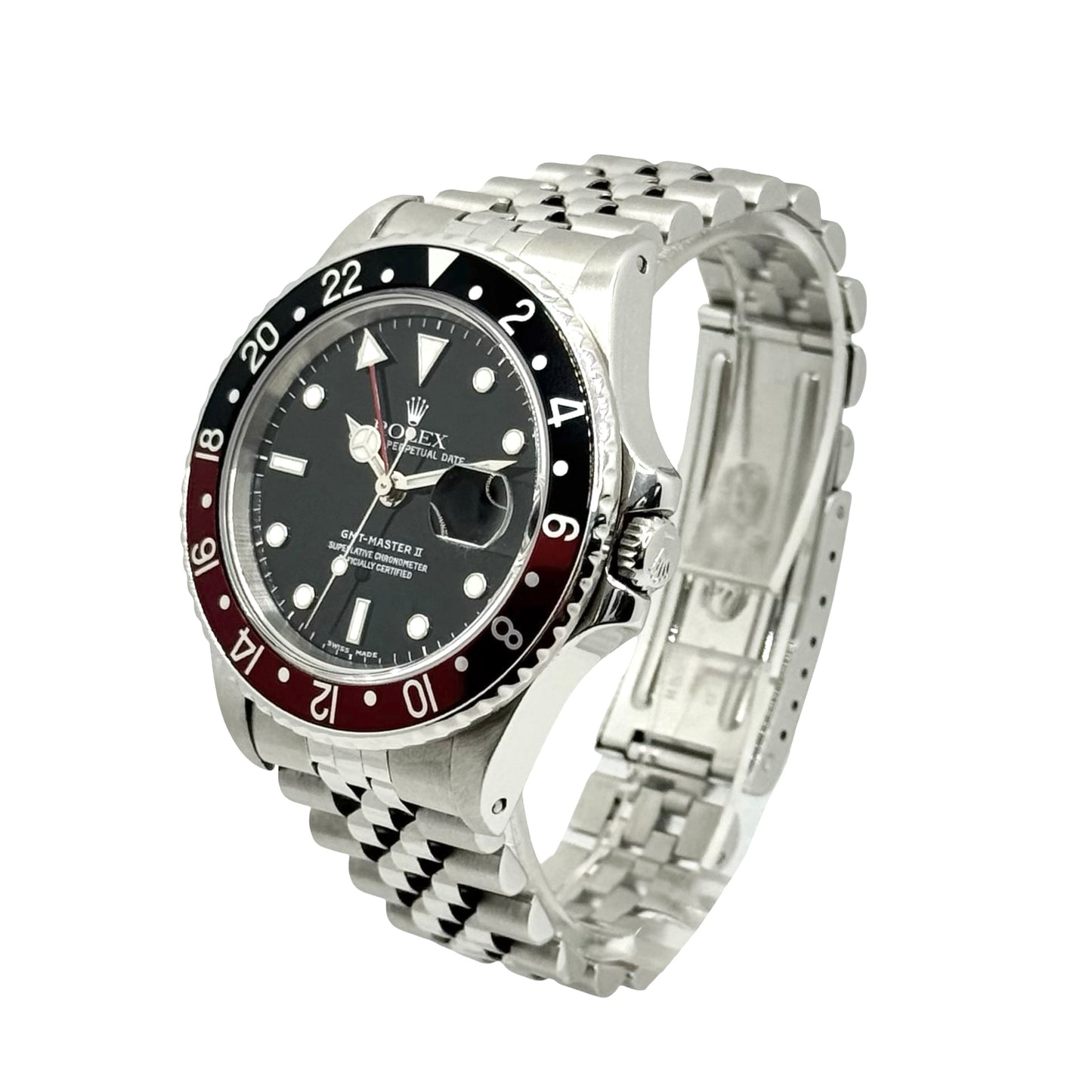 Rolex Rolex GMT-Master II Coke "Fat Lady" Black Dial Red/Black Bezel Oystersteel Bracelet 16760