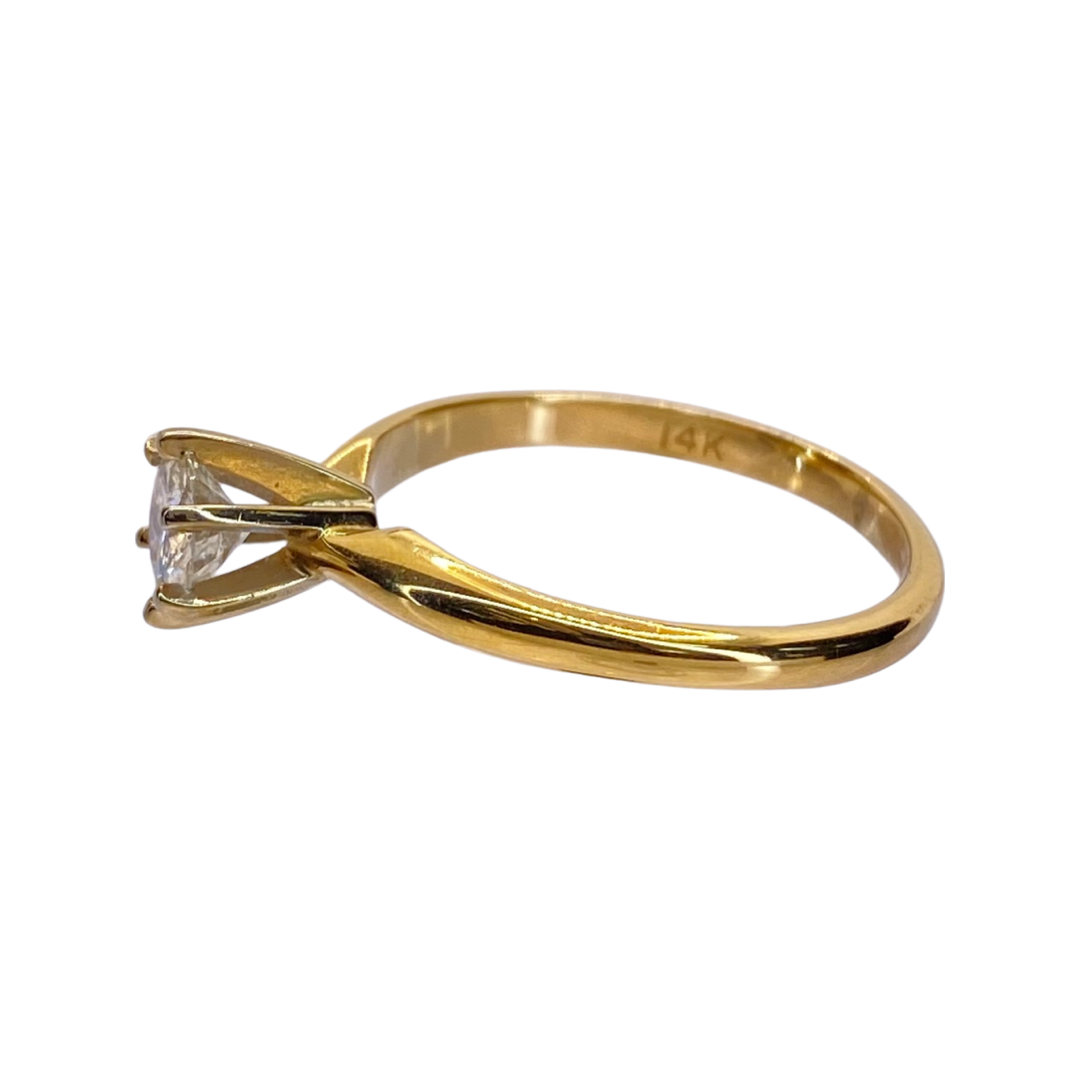 14K Yellow Gold Solitaire Diamond Ring