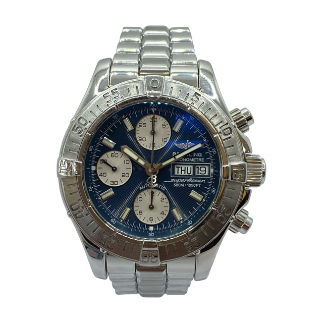 Breitling Superocean Blue Dial Automatic Chronograph Steel Bracelet A13340