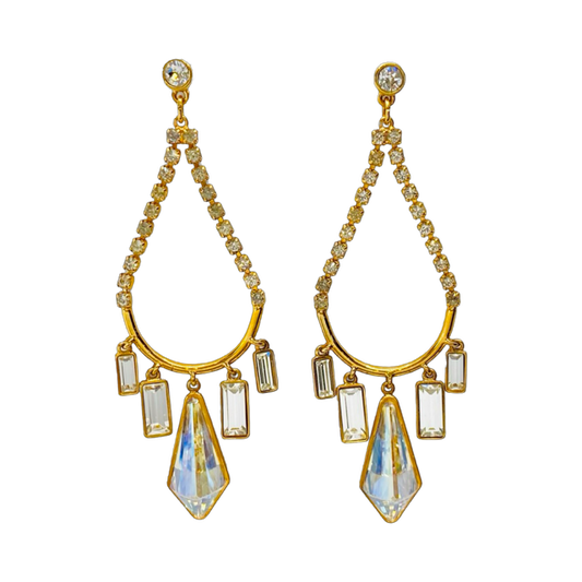 Estate Jewelry Swarovski Goldplated Chandelier Earrings