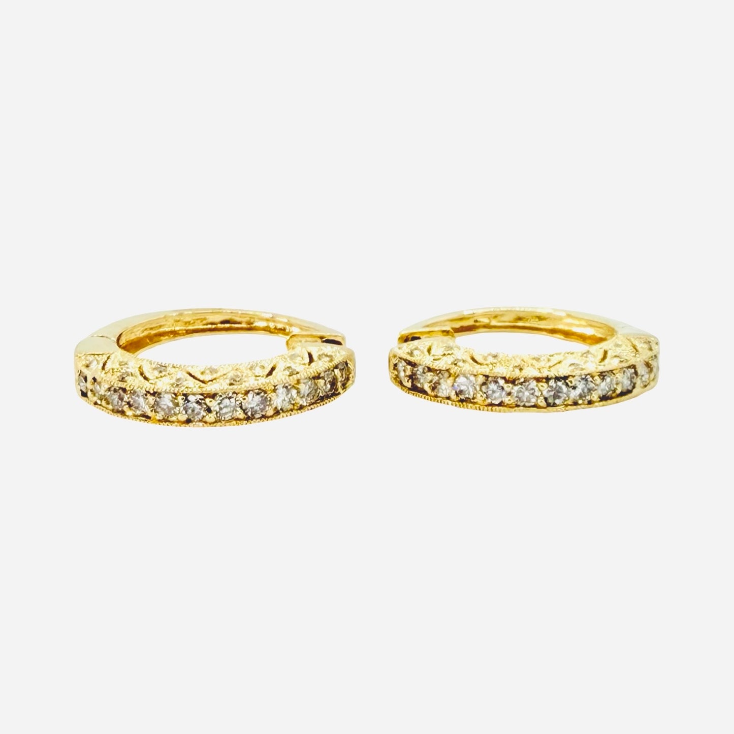 14K Yellow Gold Diamond Hoop Earrings 1.00 Carat