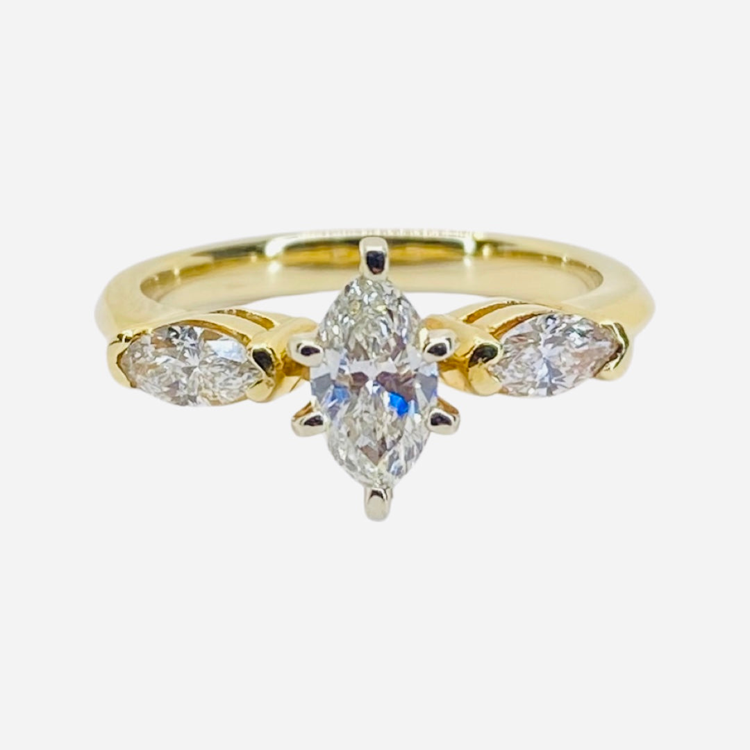 14K Yellow Gold Marquise Diamond Ring