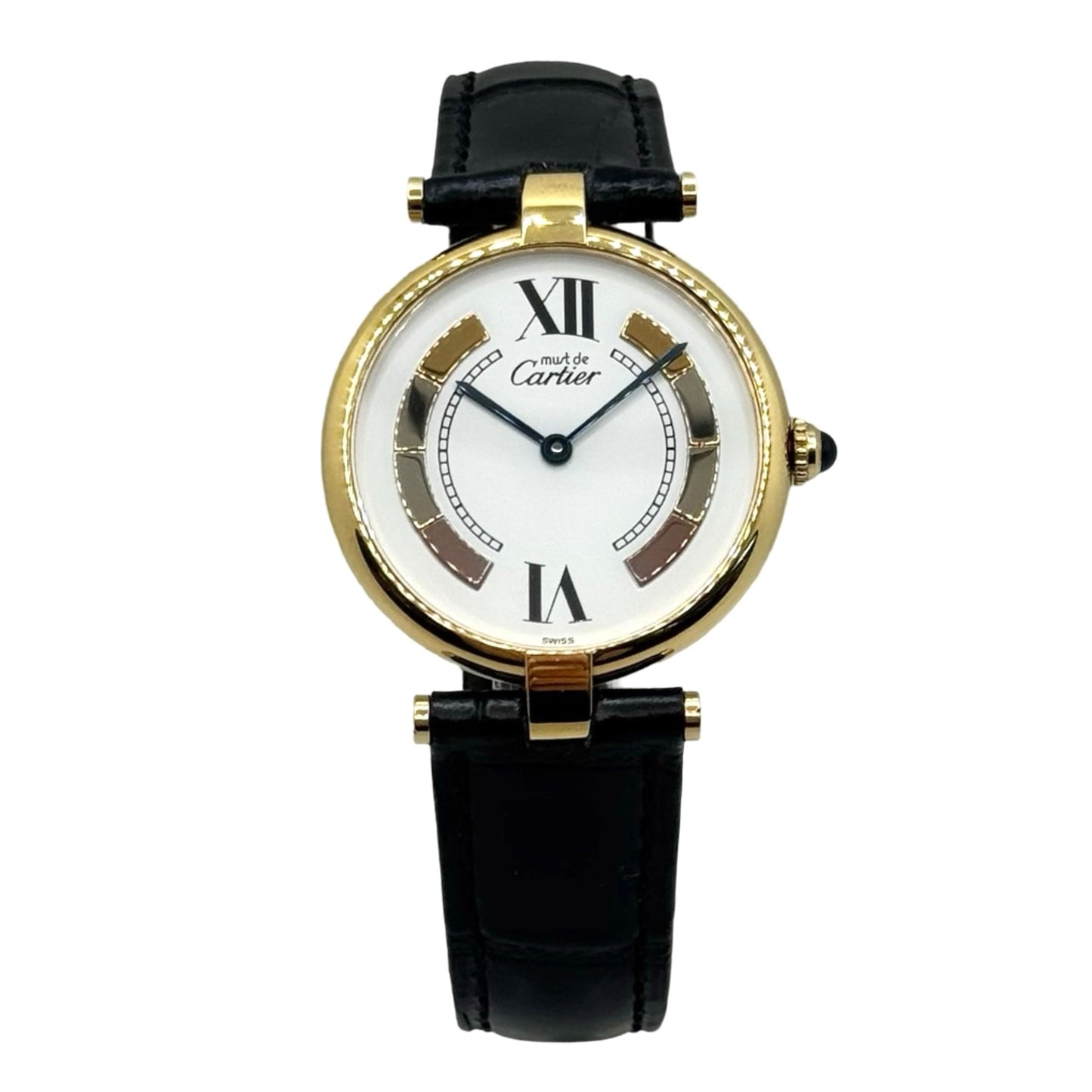 Cartier Must De Ronde Vendome Trinity 925 Silver Vermeil Quartz White Dial 590003