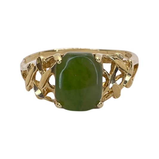 Estate Jewelry Women's 14K Yellow Gold Jadeite Ring