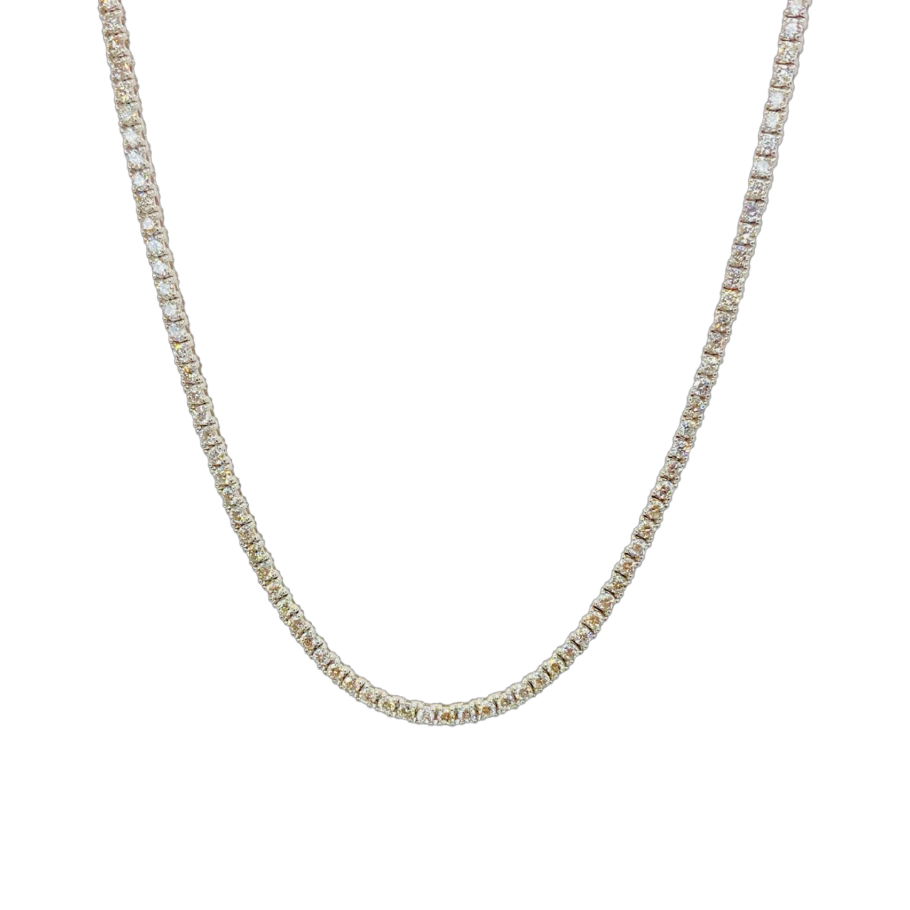 14K White Gold Tennis Necklace 4.27 Carats Round Diamonds H-I, SI