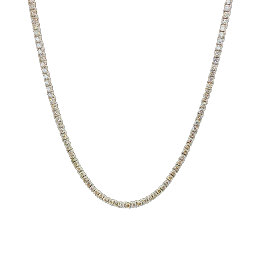 14K White Gold Tennis Necklace 4.27 Carats Round Diamonds H-I, SI