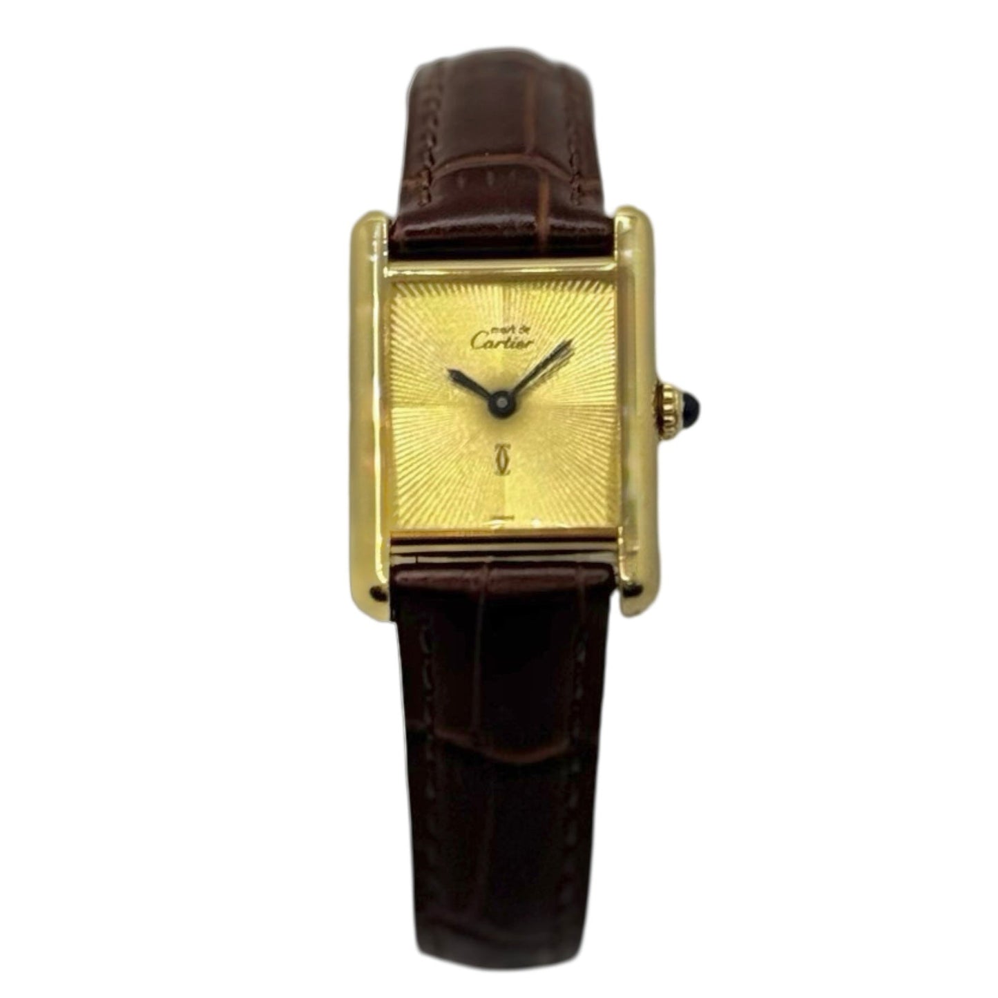 Cartier Must De Cartier Tank Small 925 Vermeil Champagne Guilloché Sunburst Dial