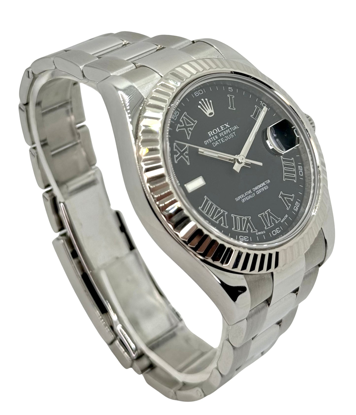 Rolex Oyster Perpetual Datejust 41mm Black Roman Dial 116334