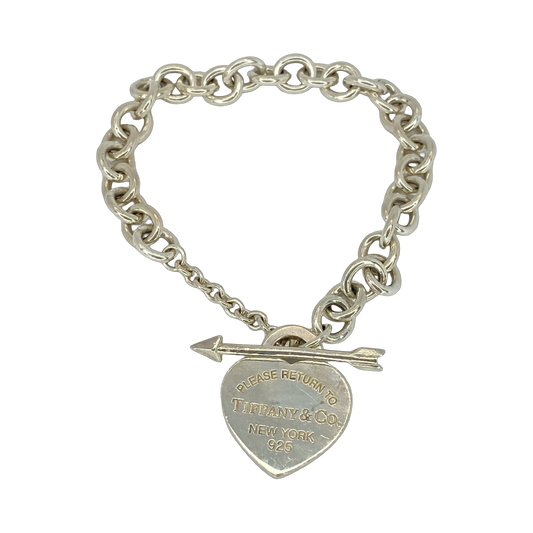 Estate Jewelry Tiffany & Co 925 Silver Lovestruck Toggle Bracelet