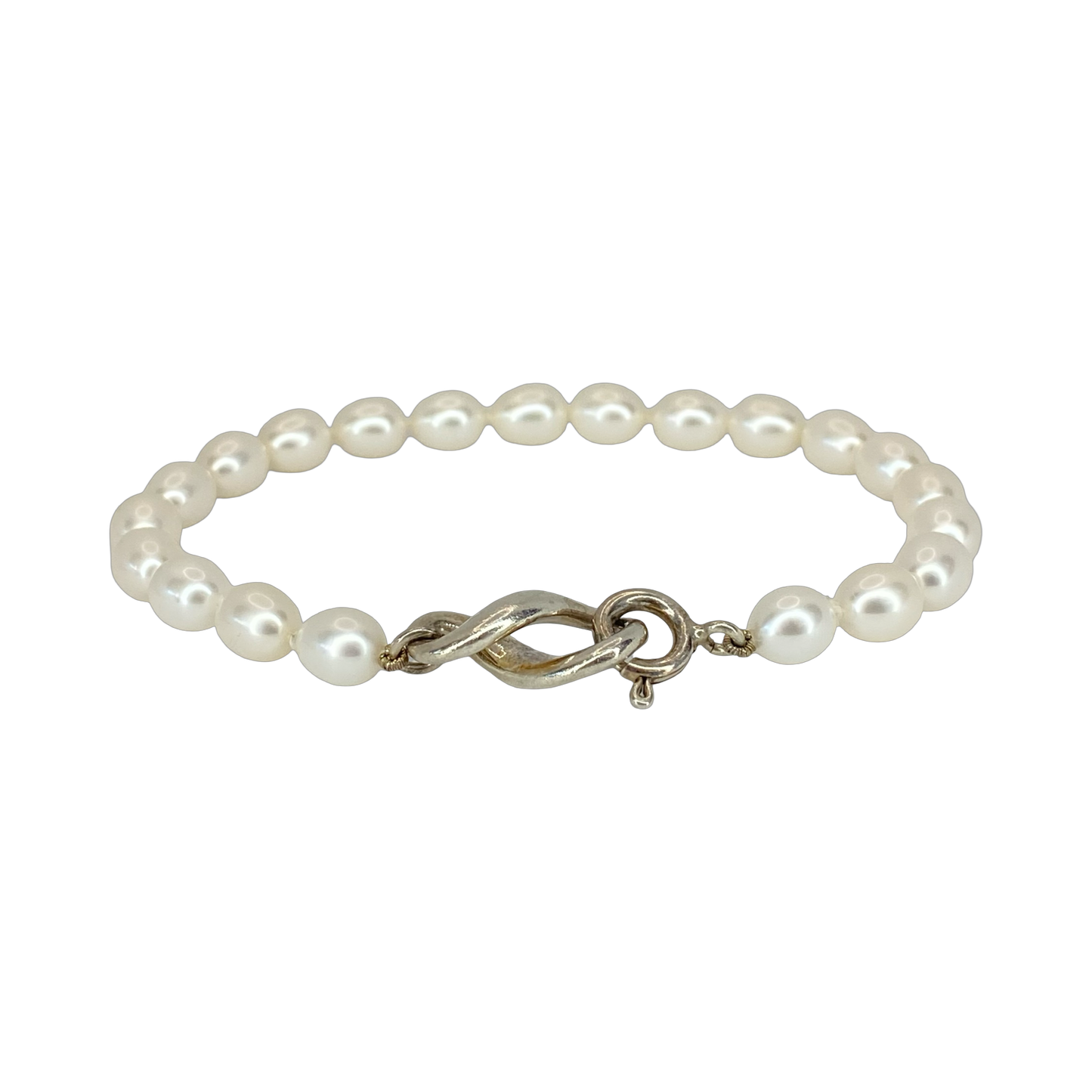 Estate Jewelry Tiffany & Co 925 Silver Infinity Freshwater Pearl Bracelet
