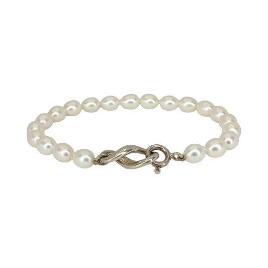 Estate Jewelry Tiffany & Co 925 Silver Infinity Freshwater Pearl Bracelet