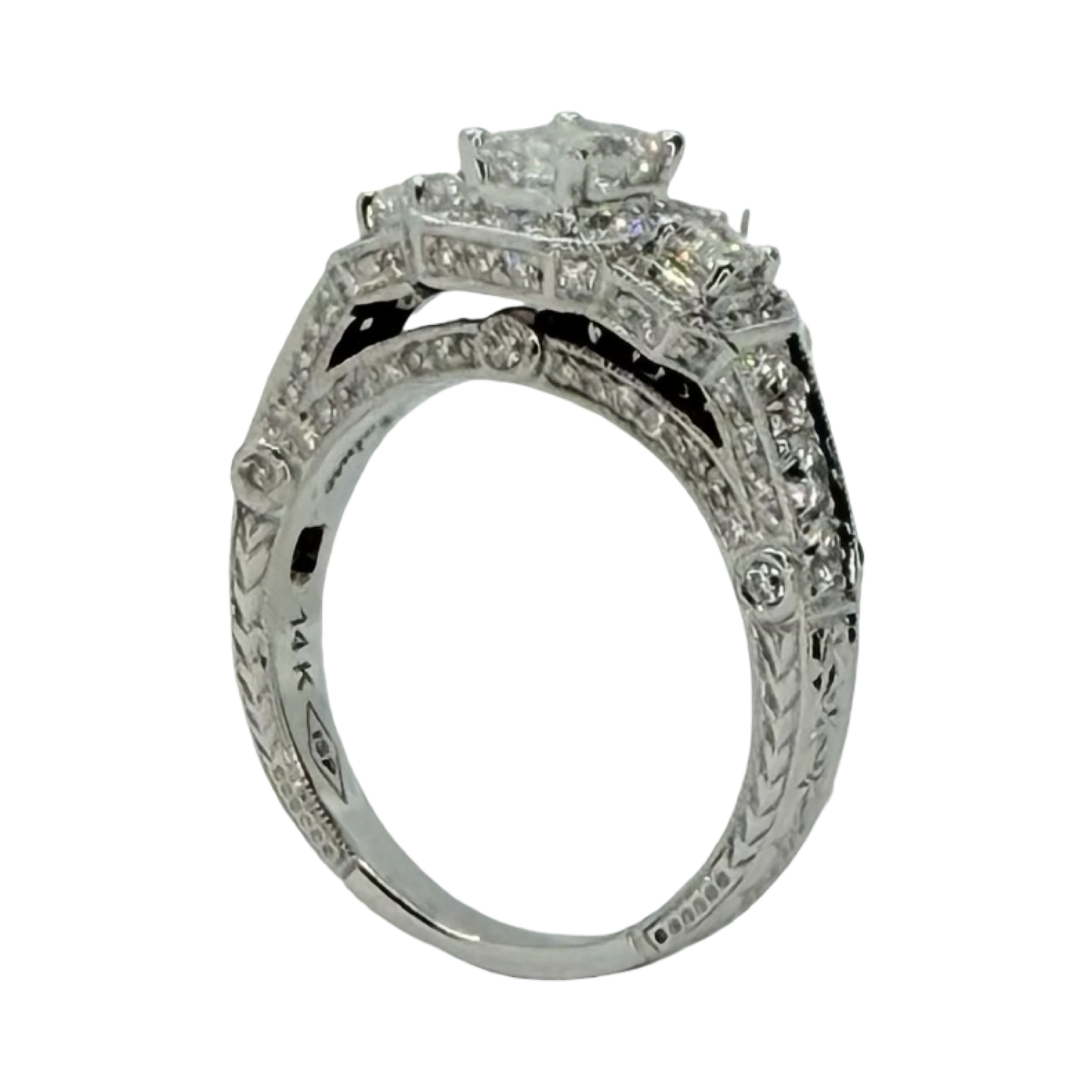 14K White Gold Emerald Cut Diamond Ring 2.00 Carats TW