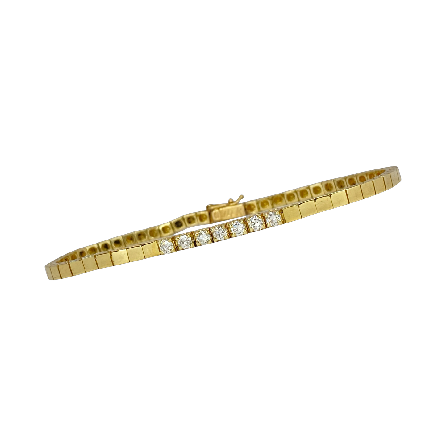 Estate Jewelry 14K Yellow Gold 0.40 Carat Diamond Square Link Bracelet
