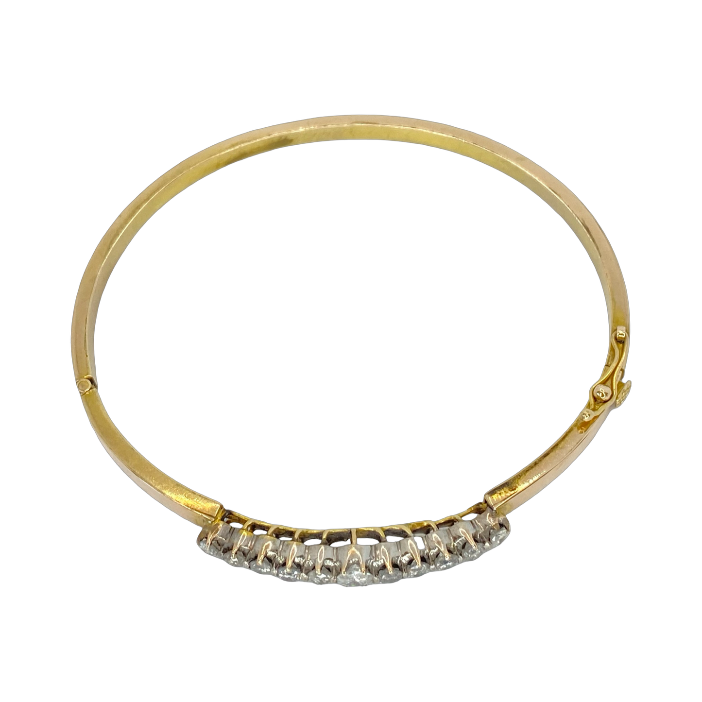 Estate Jewelry 14K Yellow Gold Diamond Bangle 0.80 Carat