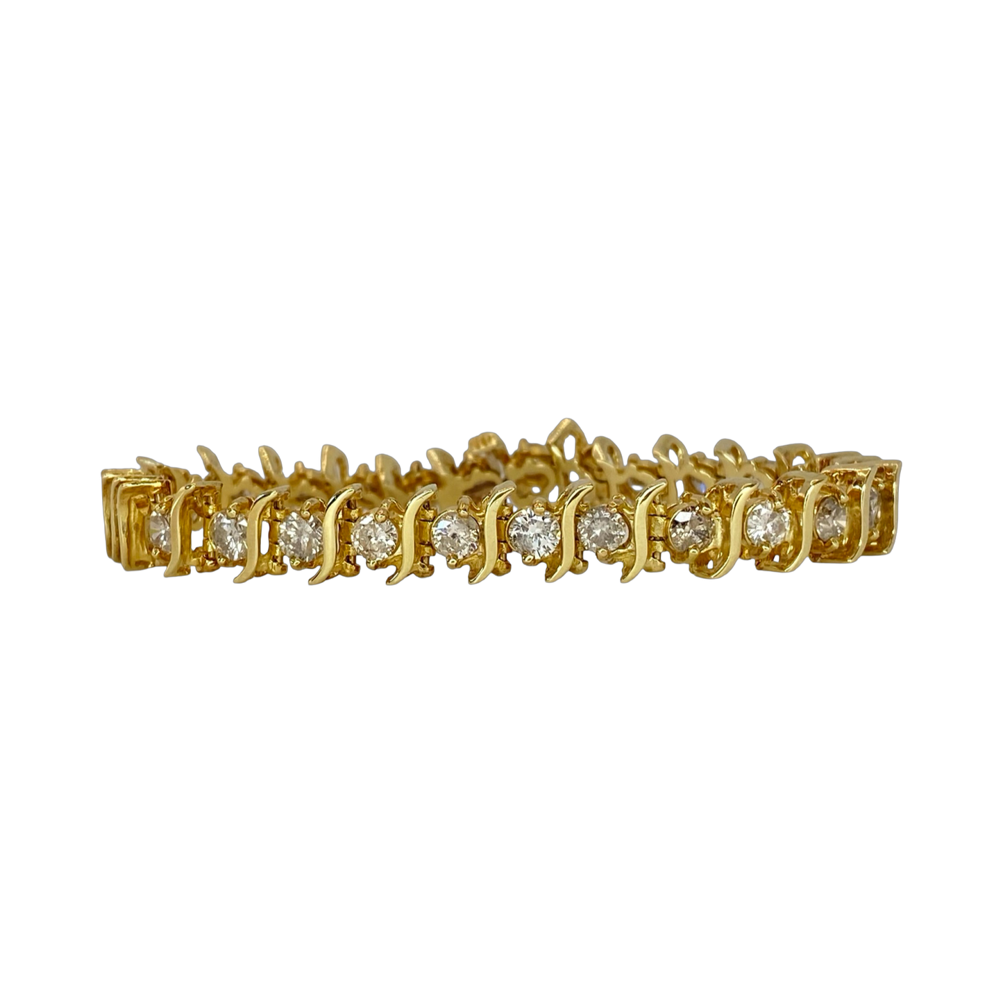 Estate Jewelry 10K Yellow Gold 7.00 Carats Diamond  "S" Tennis Bracelet