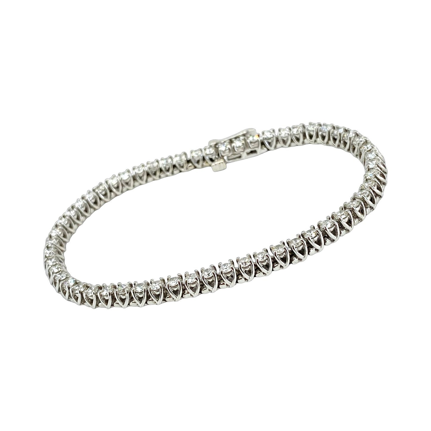 Estate Jewelry 14K White Gold Diamond Tennis Bracelet 4.40 Carats G,SI1