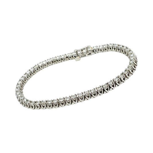 Estate Jewelry 14K White Gold Diamond Tennis Bracelet 4.40 Carats G,SI1