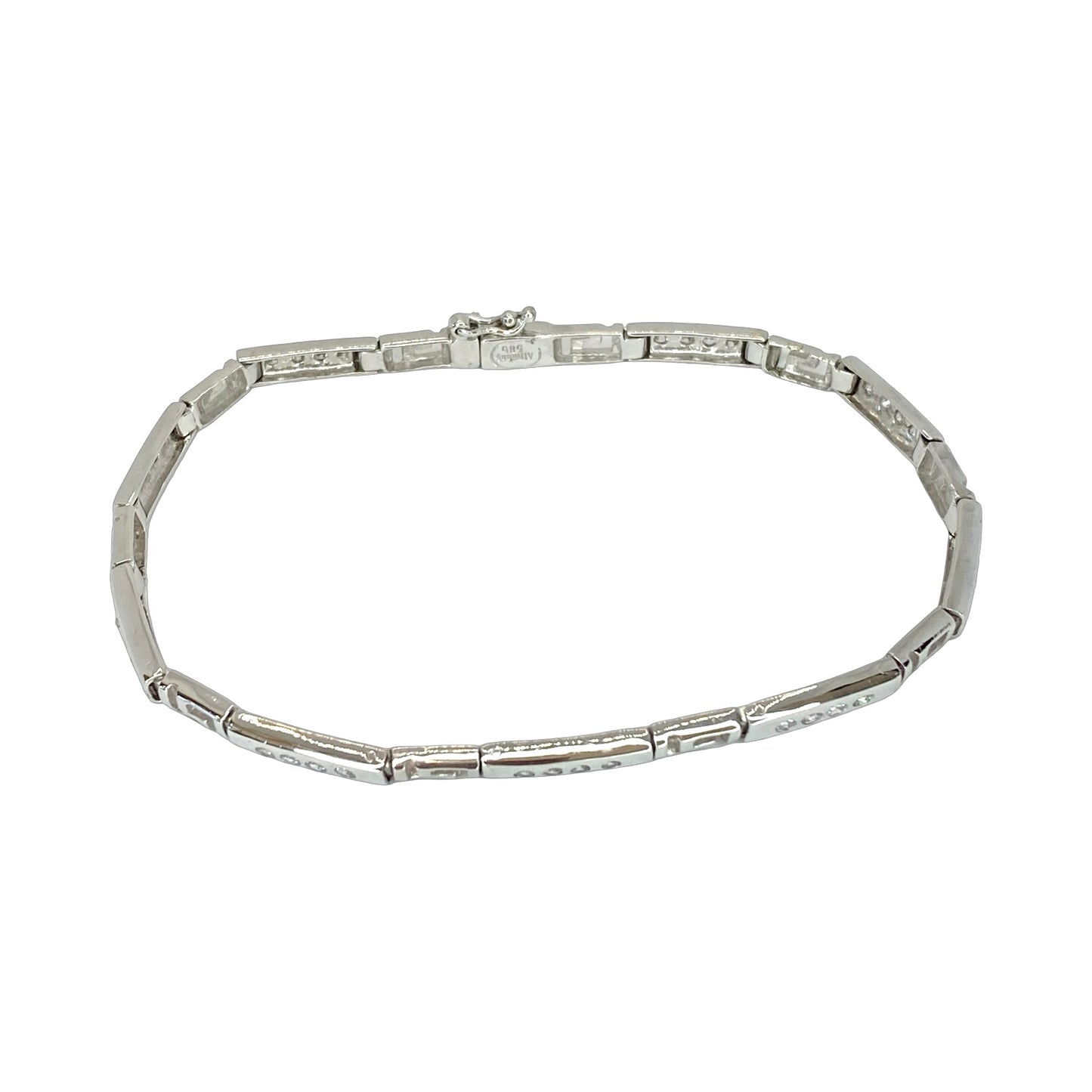 Estate Jewelry 14K White Gold Geometrik Key Pattern Diamond Bracelet 0.75 Carat