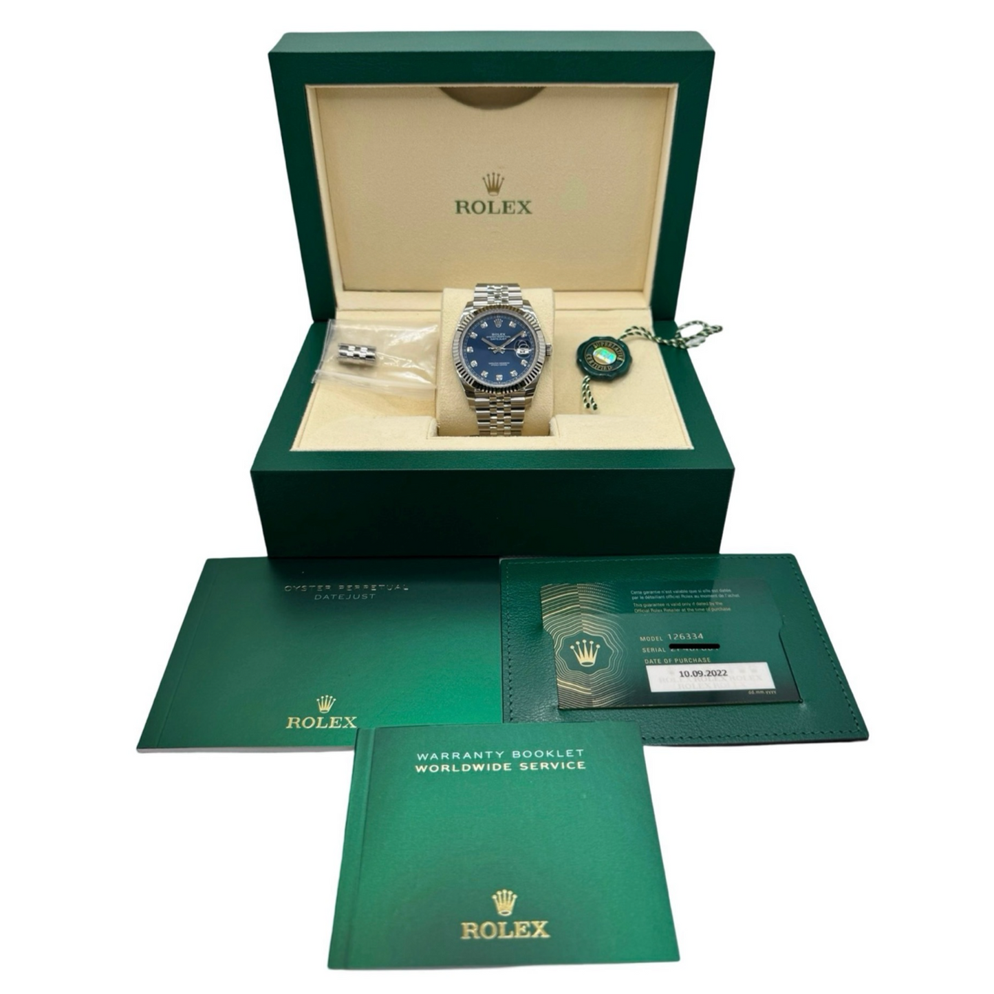 Rolex Oyster Perpetual Datejust 41 Oystersteel and White Gold Blue Diamond-Set Dial M126334-0016