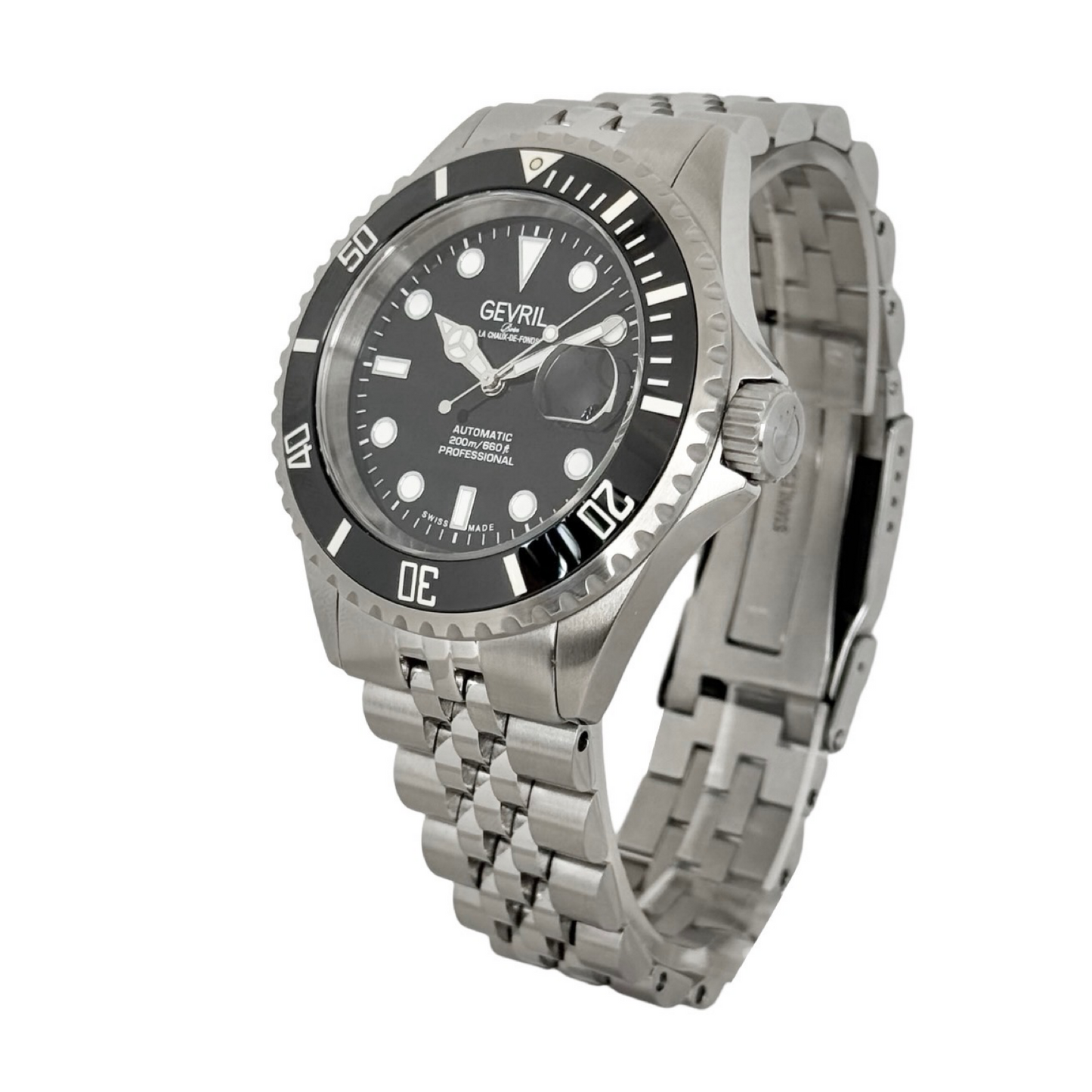 Gevril Wall Street Automatic Black Ceramic Bezel 4850B