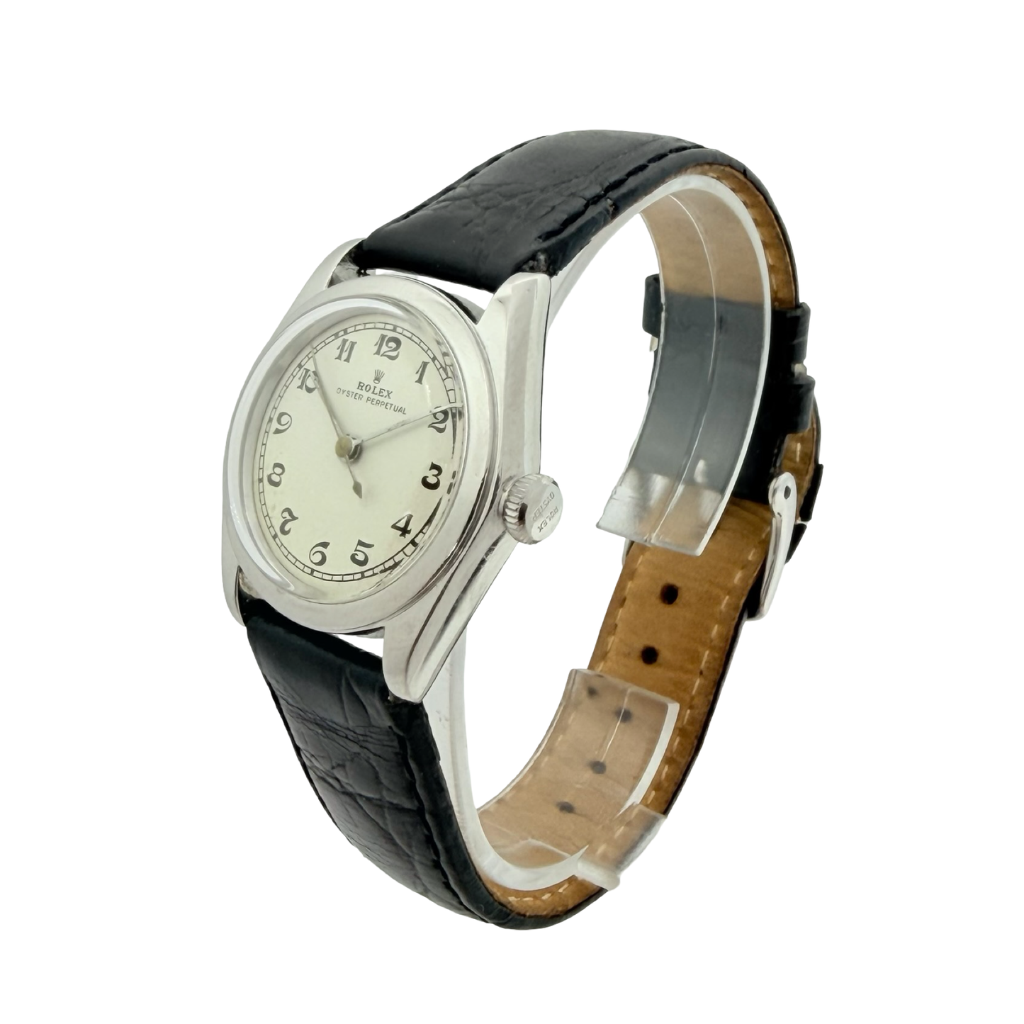 Rolex Oyster Perpetual 30mm Manual Wind White Dial Leather Strap Ref.2280 C.1942