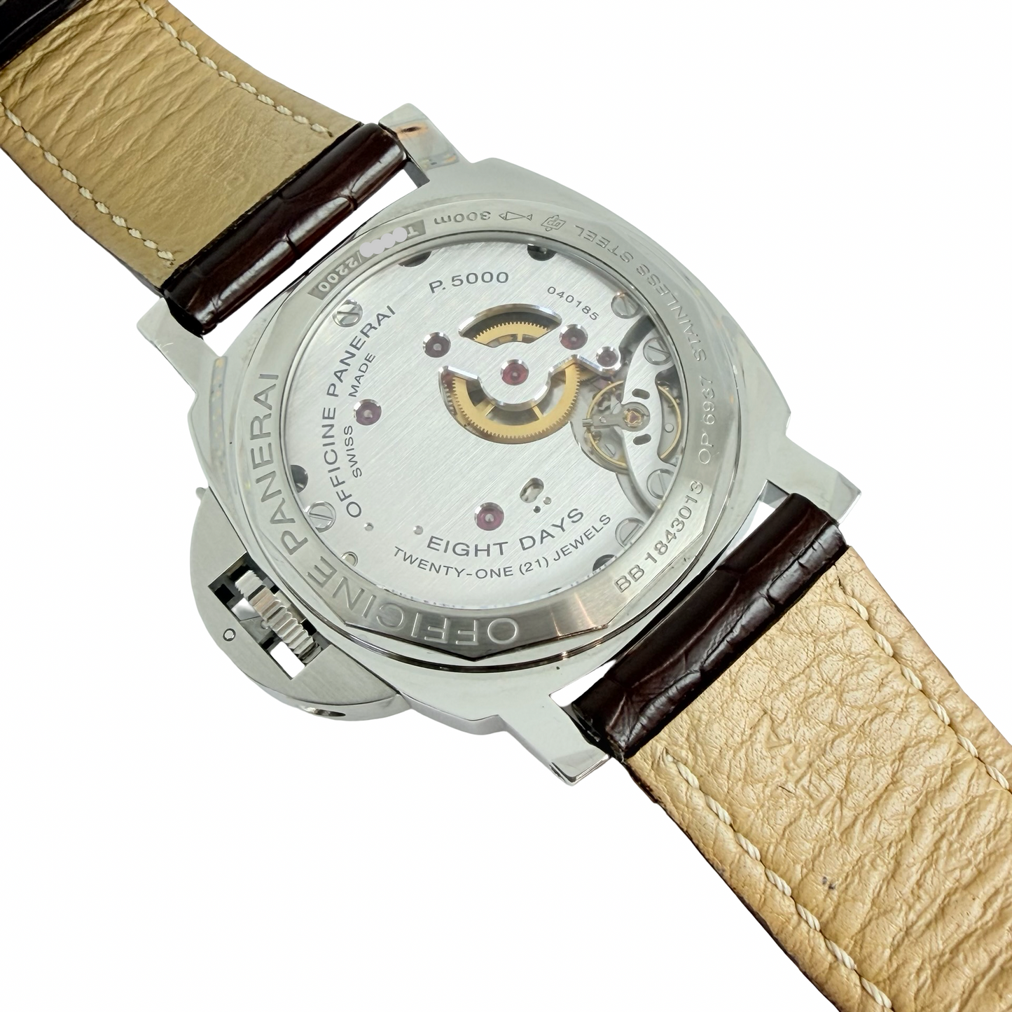 Panerai Luminor Marina 8 Days 44mm Manual Winding Black Dial Brown Strap OP6937