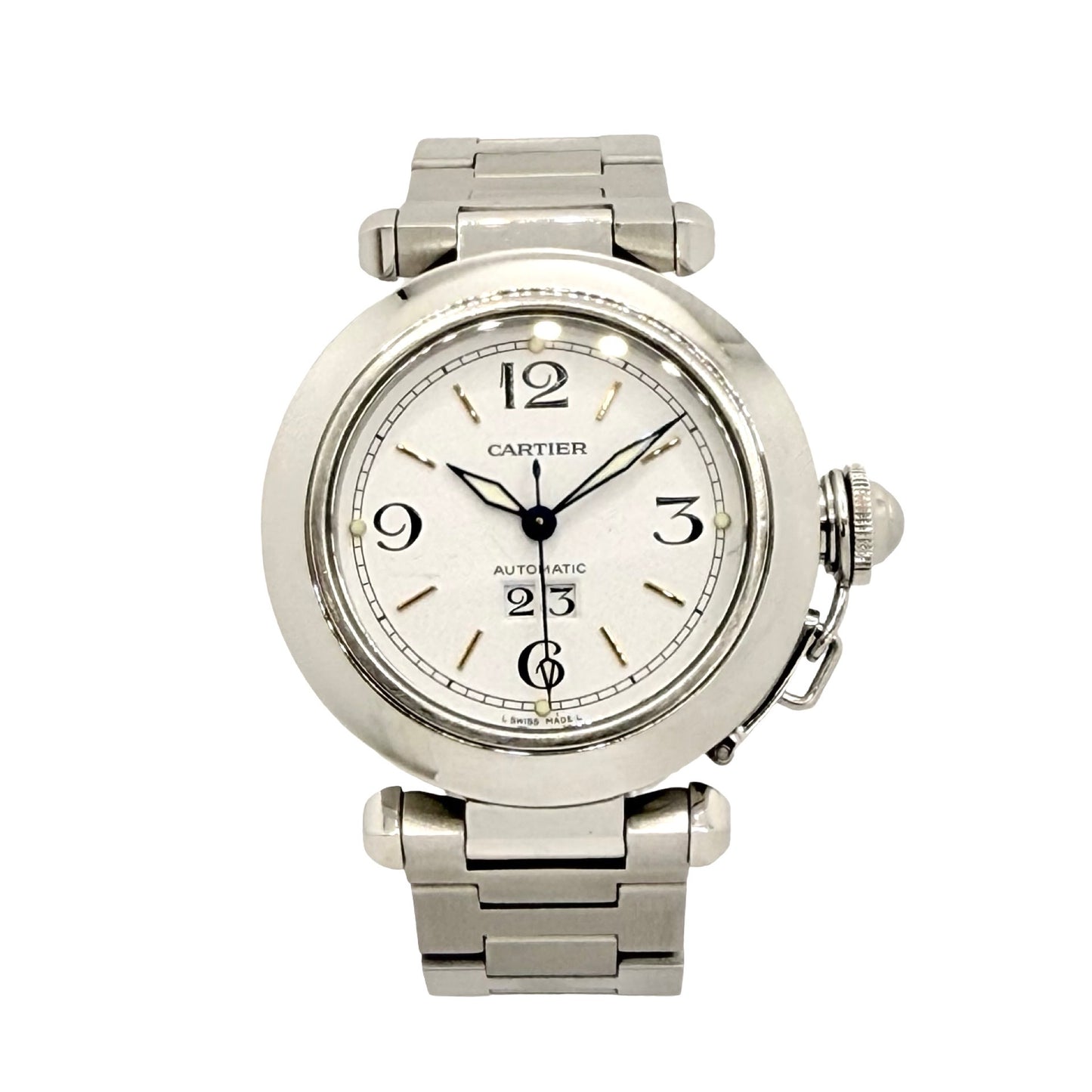 Cartier Pasha C Big Date 35mm Automatic White Dial Stainless Steel 2475