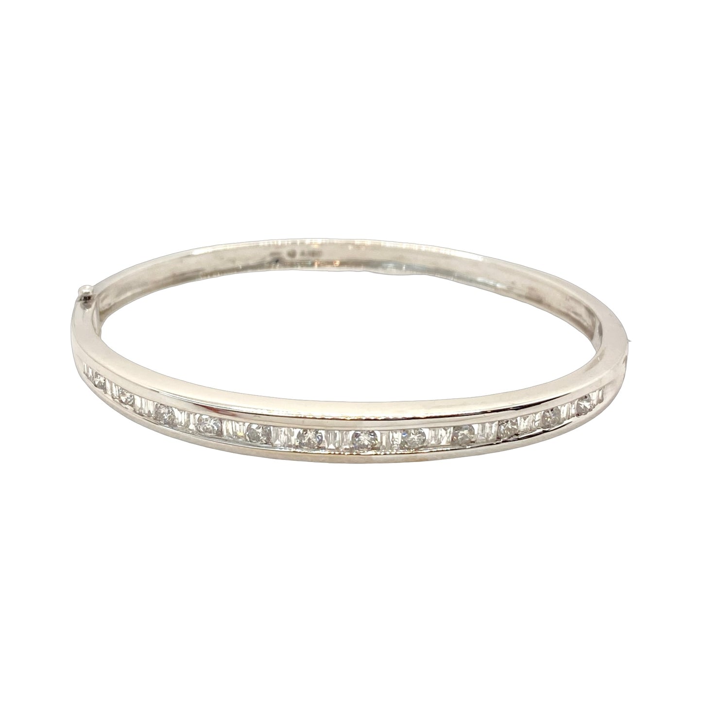 14K White Gold Diamond Bangle 2.40 Carats