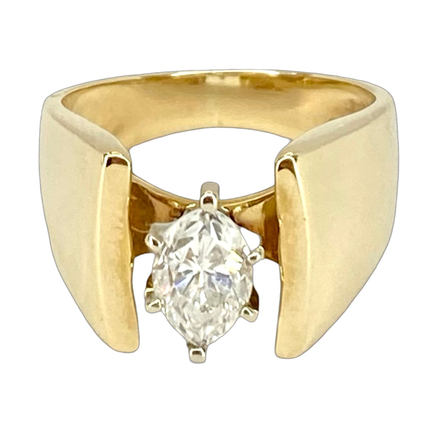 14K Yellow Gold Marquise Diamond Ring 0.70 Carat G-H, SI1