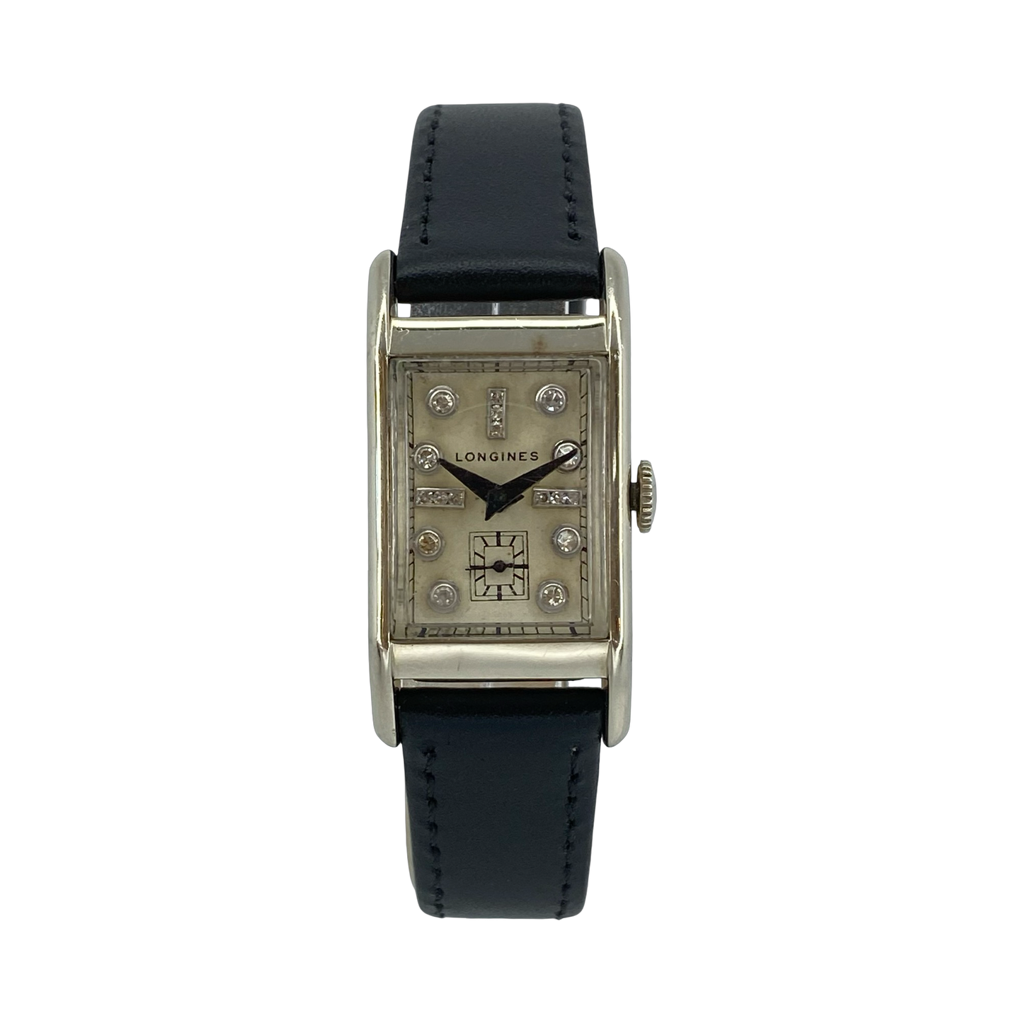 Vintage Longines Art Deco Tank 14K White Gold/Palladium Manual Wind with Diamonds