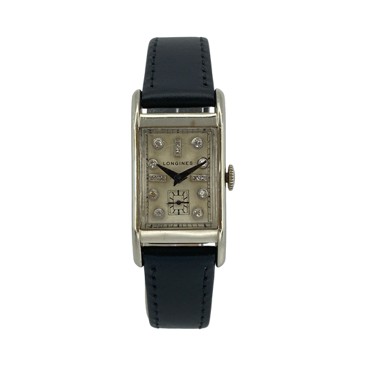 Vintage Longines Art Deco Tank 14K White Gold/Palladium Manual Wind with Diamonds