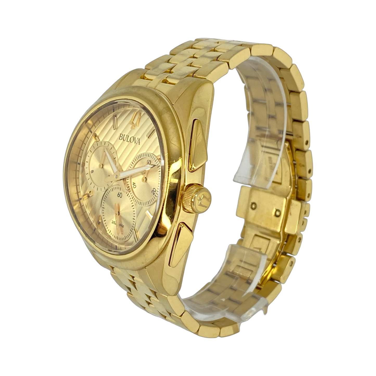 Bulova Curv Quartz Chronograph Gold Tone  45mm 97A125 Pre-Owned