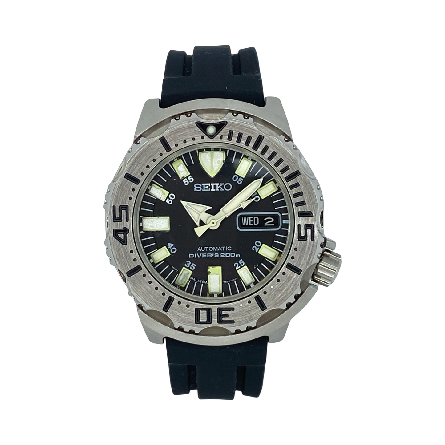 Seiko Black Monster Scuba Diver 43mm Automatic Black Dial Silicon Strap SKX779 Pre-owned