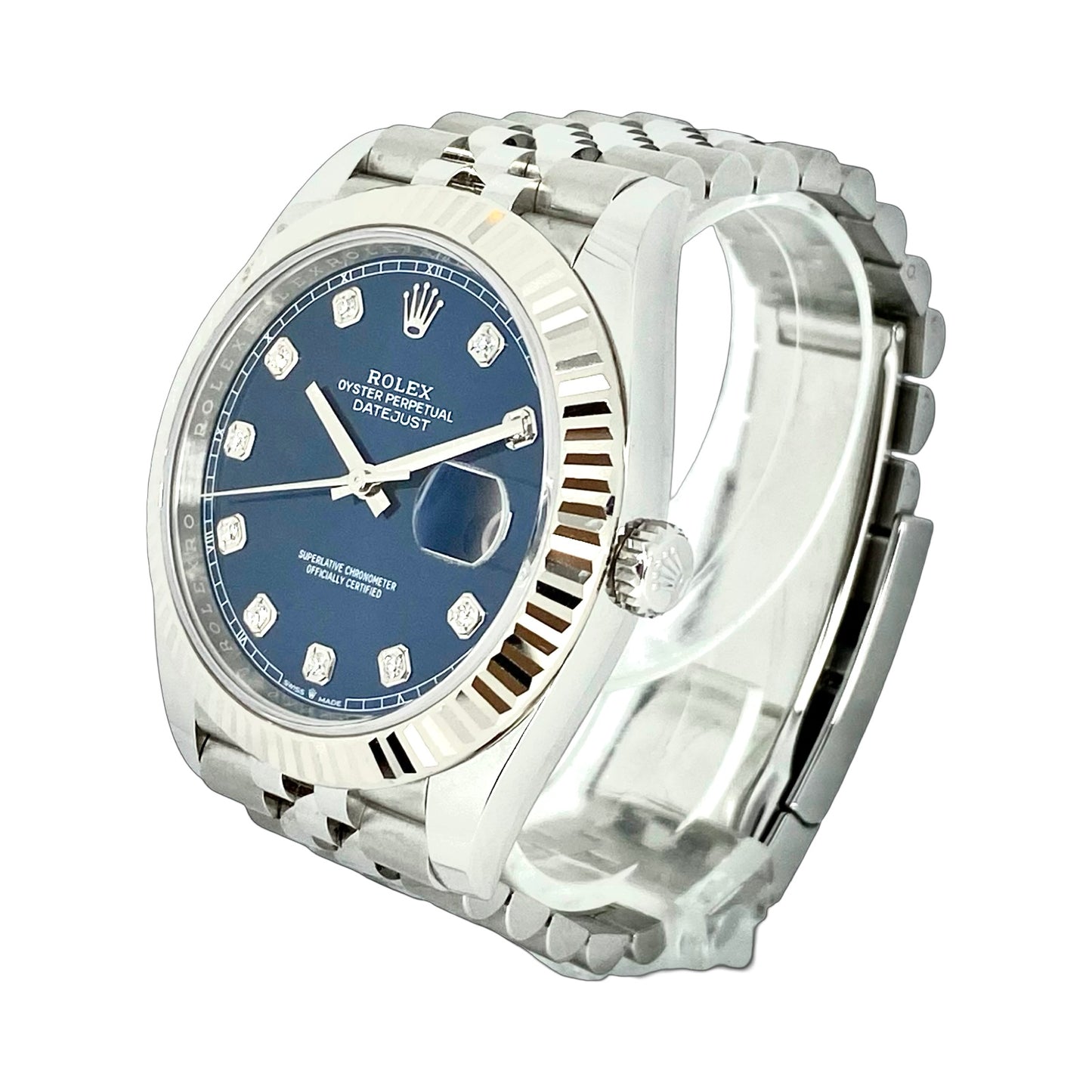 Rolex Datejust 41 Blue Factory-Set Diamond Dial Oystersteel 126334