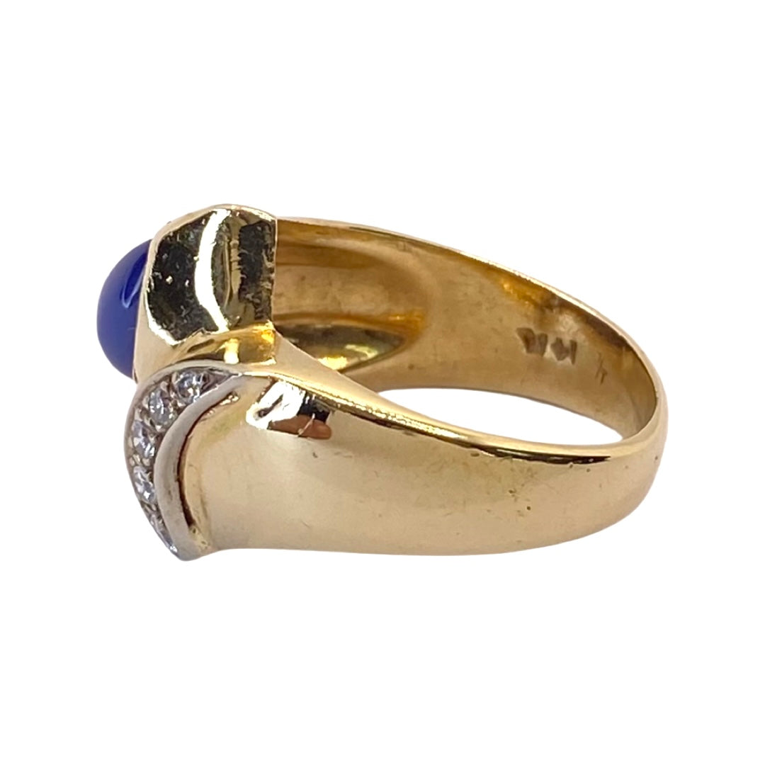 Estate Jewelry Women's 14K Yellow Gold Blue Star Sapphire Ring