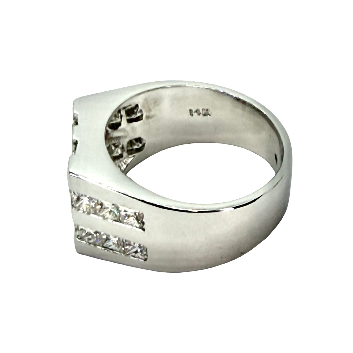 14K White Gold Mens Diamond Ring 3.20 Carats TW G, VS2-SI1