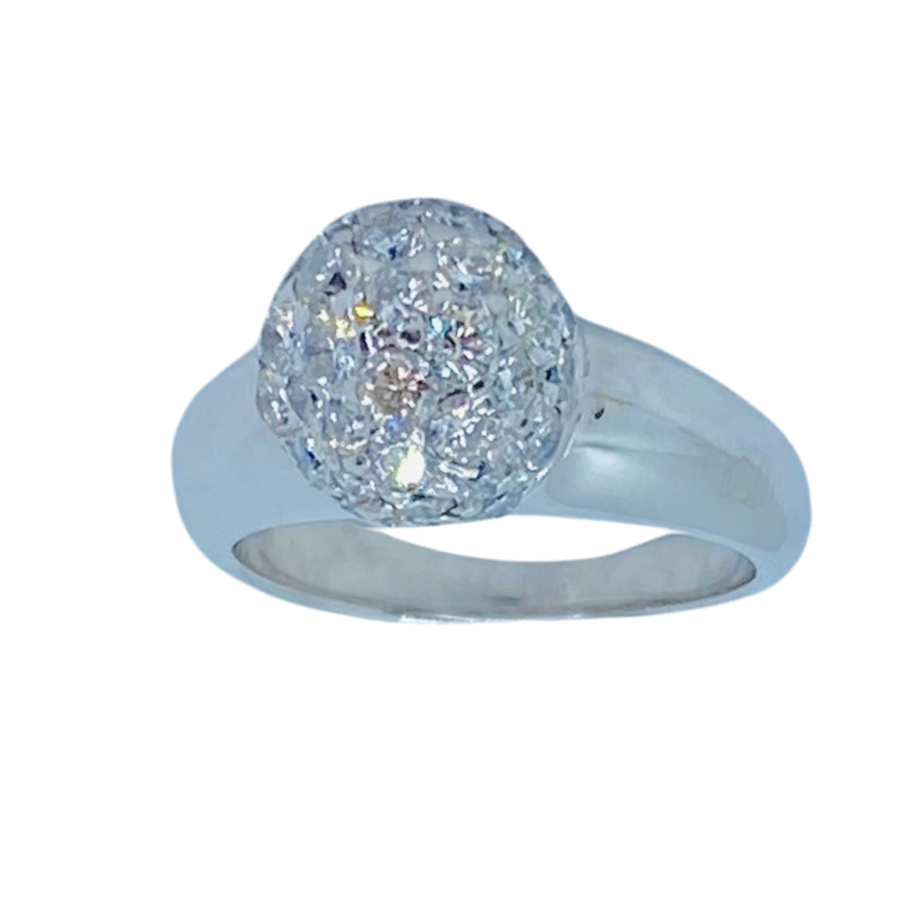 Estate Jewelry Womens 14K White Gold Domed Pavé Diamond Ring