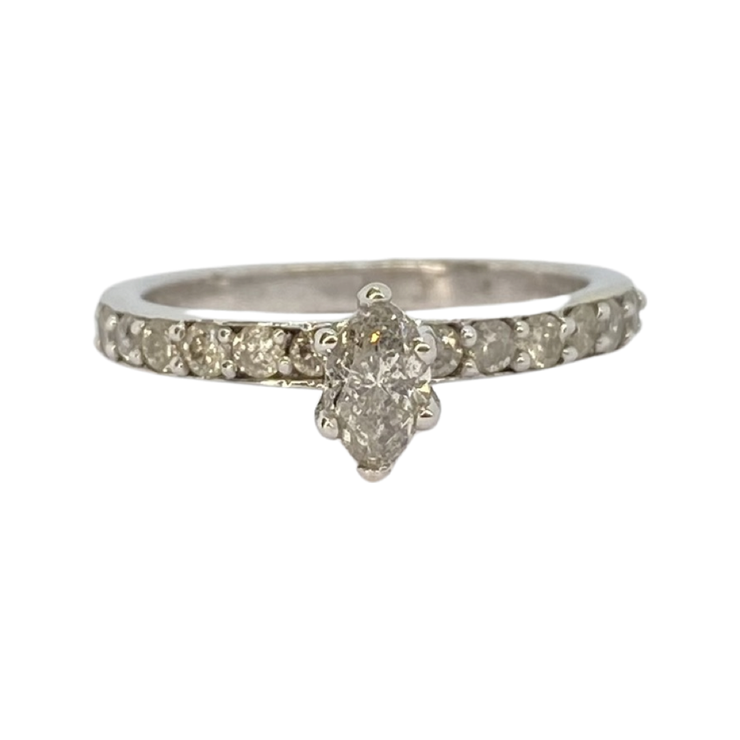 14K White Gold Marquise Diamond Ring