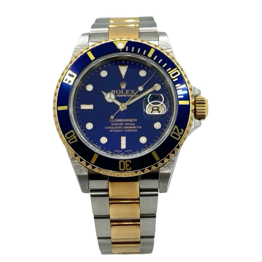 Rolex Submariner Date Blue Dial 18K Yellow Gold and Stainless Steel 16613 C.2000