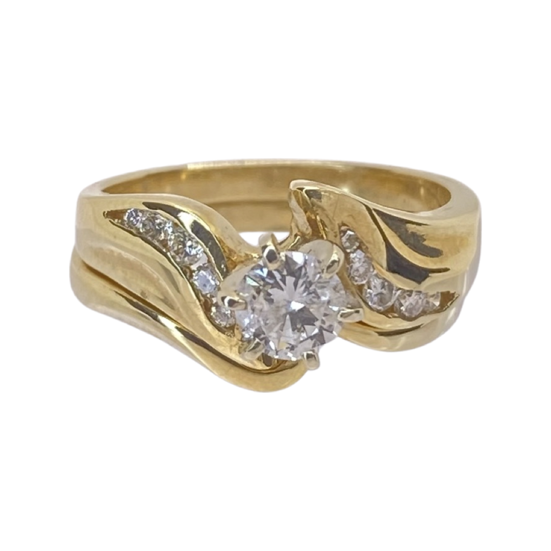 14K Yellow Gold Two-piece Ring Set