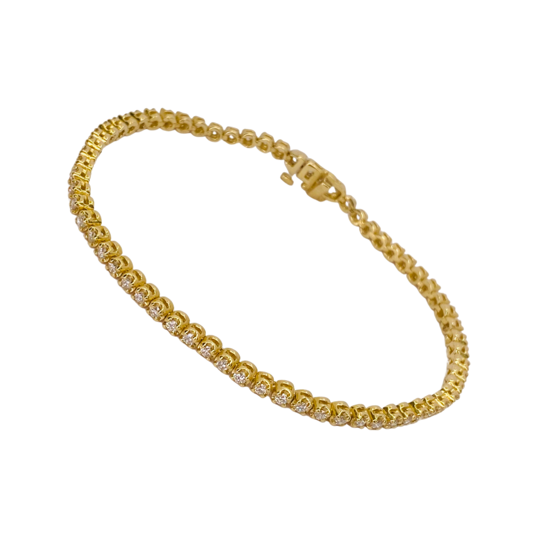 14K Yellow Gold Diamond Tennis Bracelet