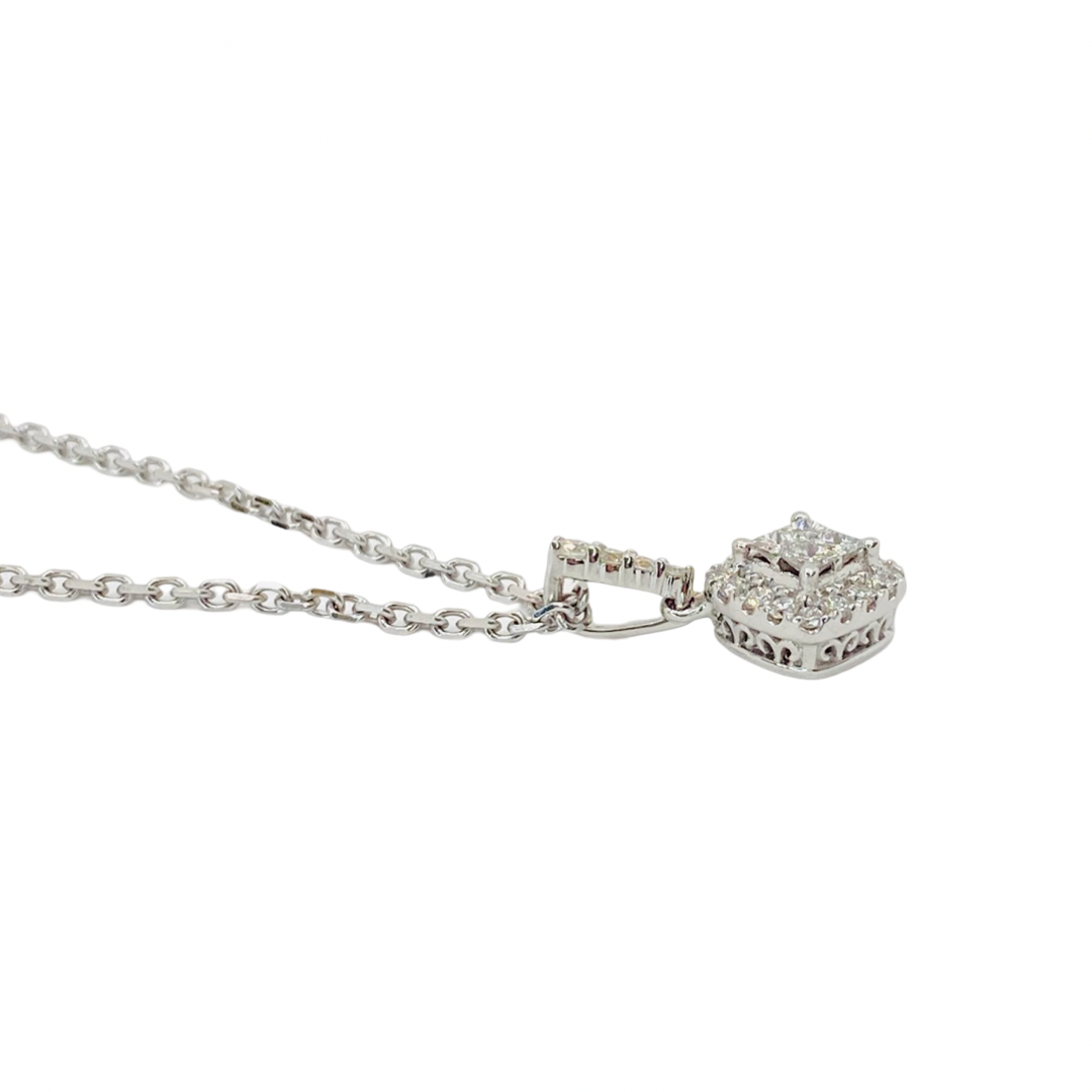 14K White Gold Diamond Pendant