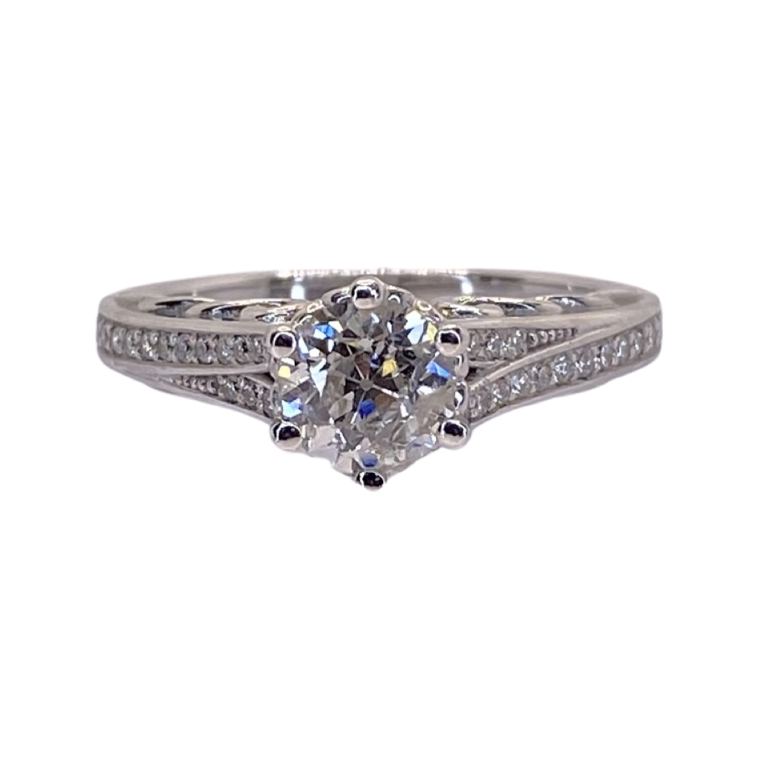 18K White Gold 0.85Ct Miner's Cut Diamond Ring