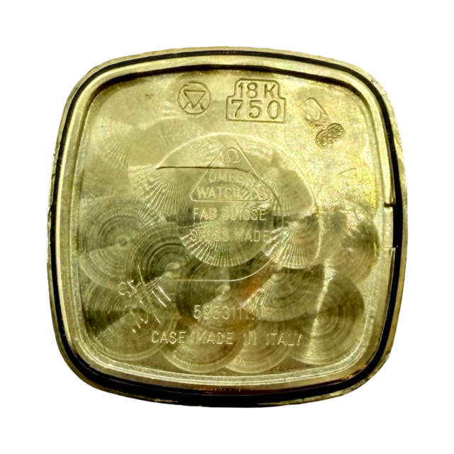 Omega De Ville Quartz 23mm 18K Yellow Gold Case Champagne Dial Brown Croco Strap 595.3111.1