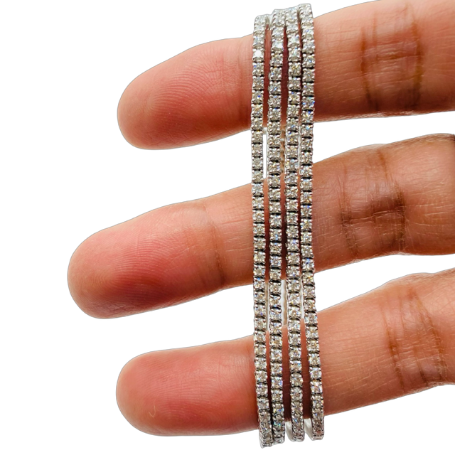 18K White Gold 4-Strand Diamond Tennis Bracelet 5.65 Carats