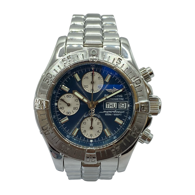 Breitling Superocean Blue Dial Automatic Chronograph Steel Bracelet A13340