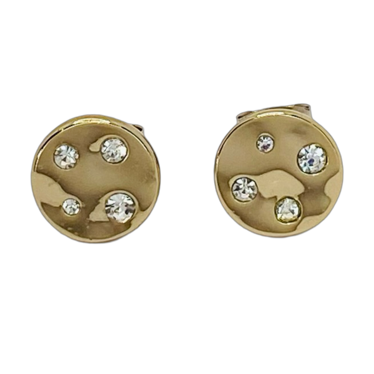 Estate Jewelry Givenchy Gold Tone Round Disc Crystal Earrings