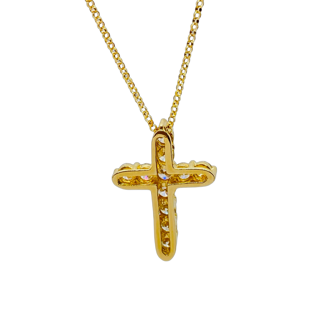 14K Yellow Gold Diamond Cross Pendant 1.45 Carats