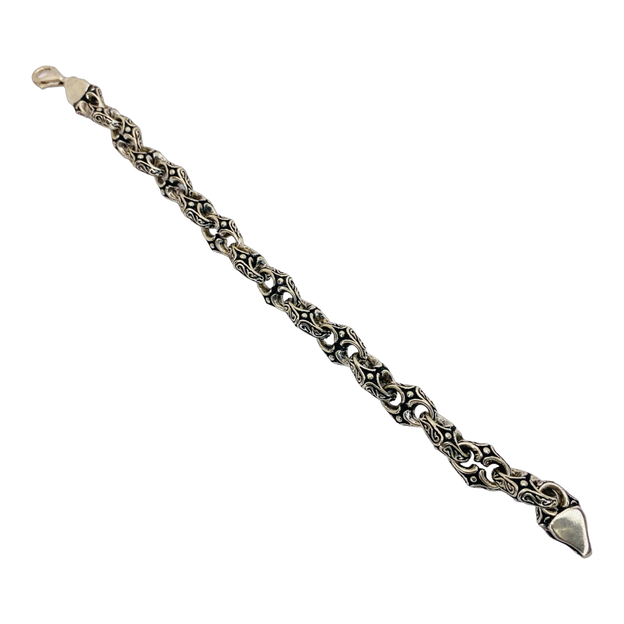 Silver Men's Oxidized Gothic Style Link Bracelet 7.5"