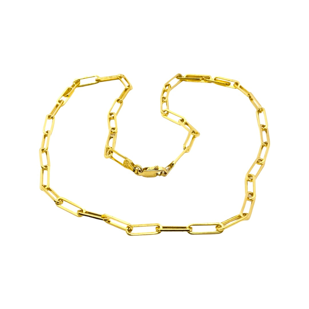 14K Yellow Gold Paperclip Chain Necklace